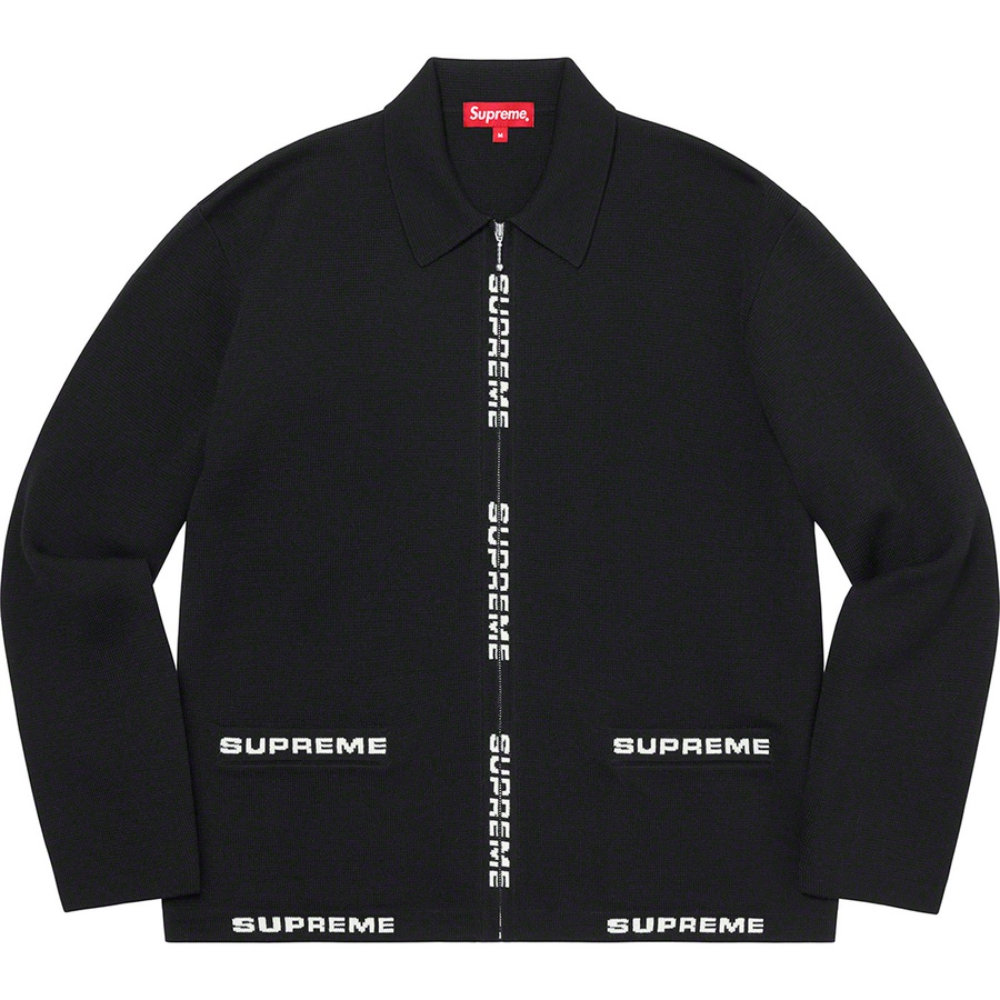 Supreme Logo Trim Zip Up Cardigan (SS21) - Black - $168