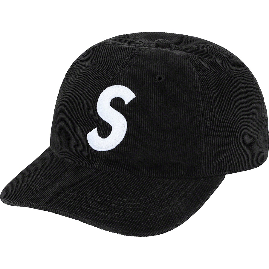 Supreme Fine Wale Corduroy S Logo 6-Panel (SS21) - Black - $54