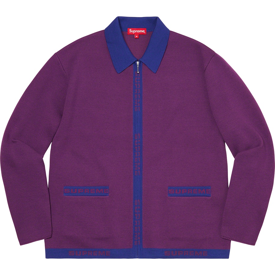 Supreme Logo Trim Zip Up Cardigan (SS21) - Purple - $168