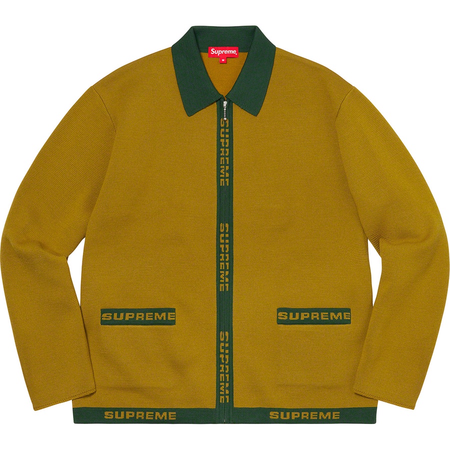 Supreme Logo Trim Zip Up Cardigan (SS21) - Olive - $168