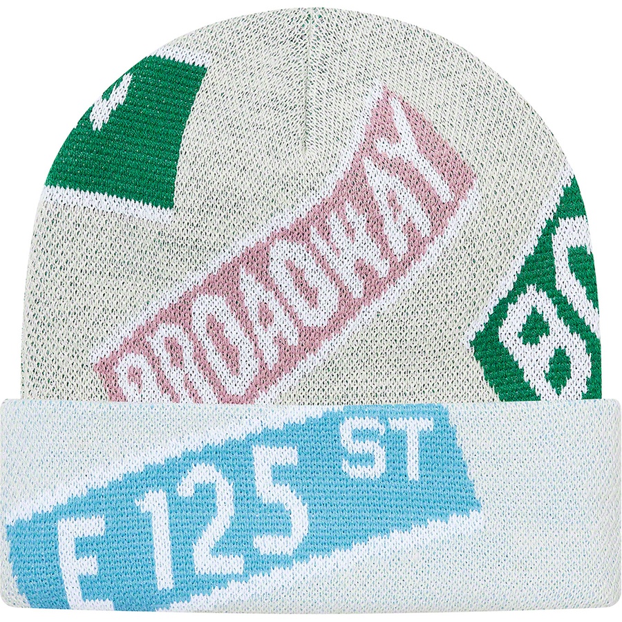 Supreme Street Signs Beanie (SS21) - Natural - $38