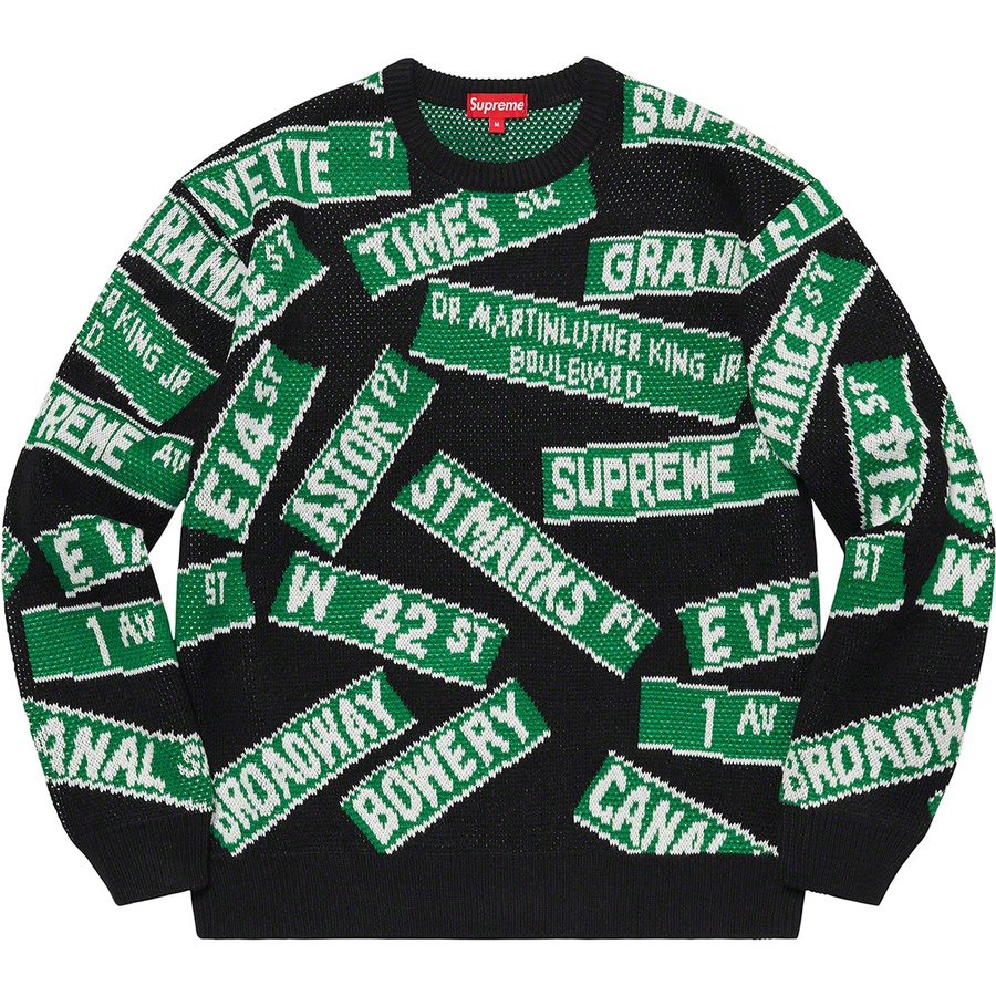 Supreme Street Signs Sweater (SS21) - Black - $158