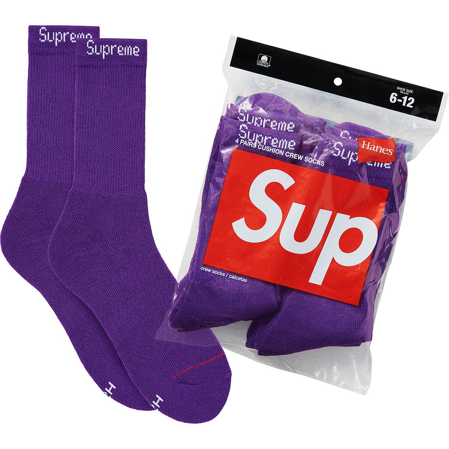 Supreme Supreme Hanes Crew Socks (4 Pack) (SS21) - Purple - $20