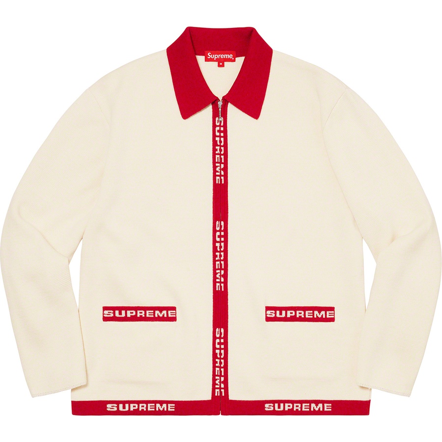 Supreme Logo Trim Zip Up Cardigan (SS21) - White - $168