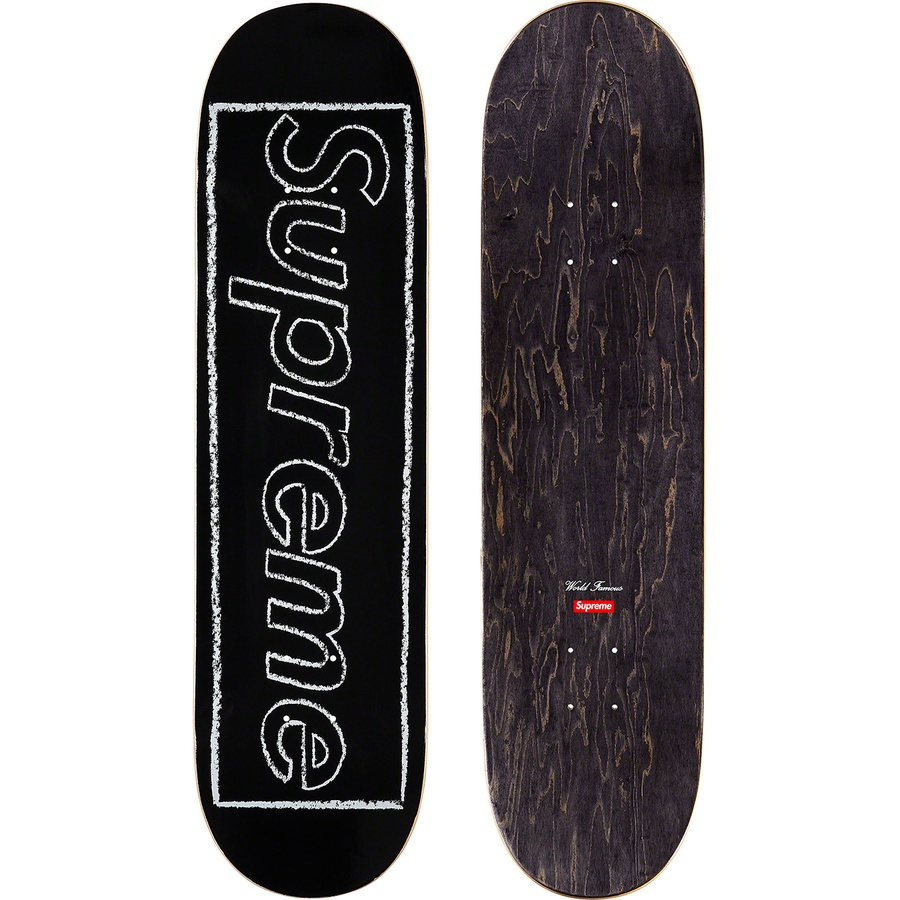 Supreme KAWS Chalk Logo Skateboard (SS21) - Black - 8.5" x 32.25" - $52