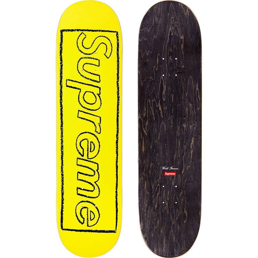 Supreme KAWS Chalk Logo Skateboard (SS21) - Bright Yellow - 8.125" x 32.125" - $52