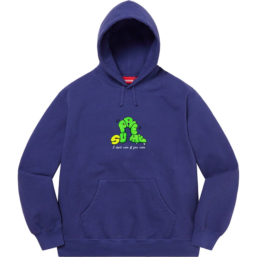 Supreme Don't Care Hooded Sweatshirt (SS21) - Washed Navy - $158