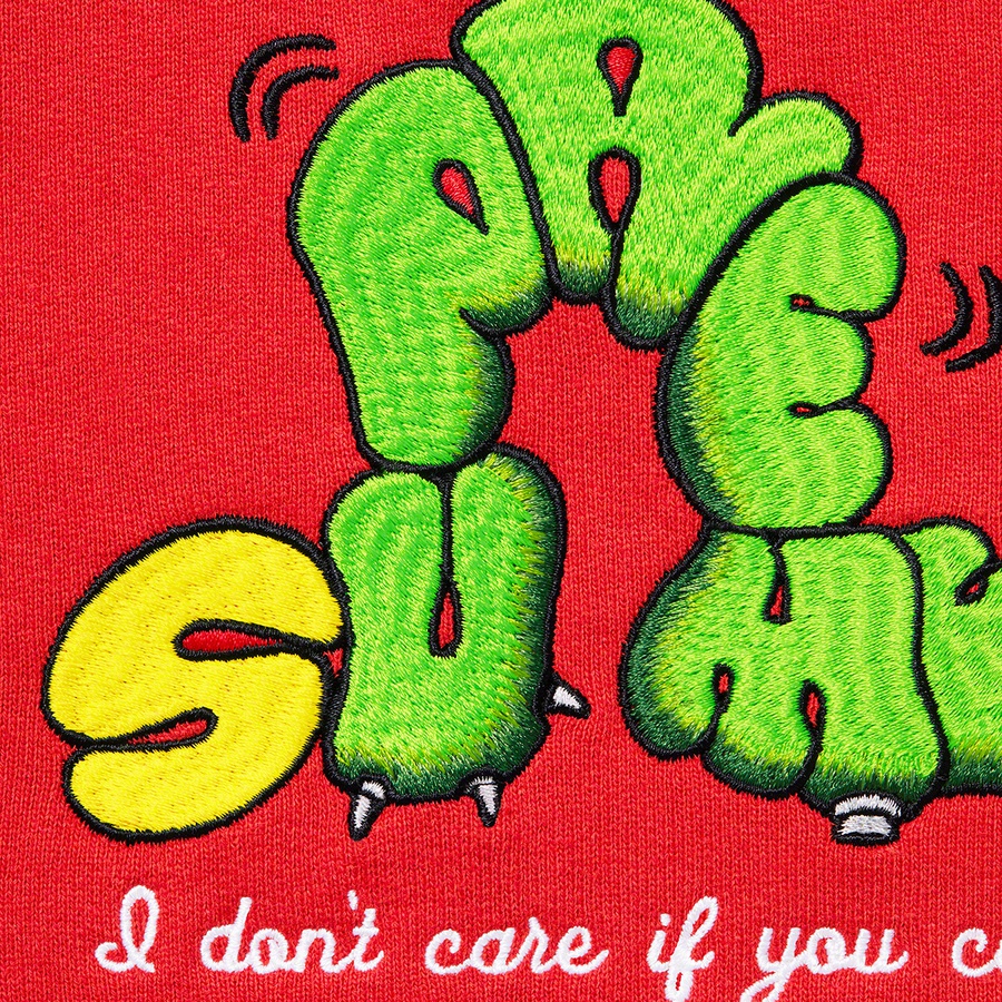 Supreme Don't Care Hooded Sweatshirt (SS21) - Burnt Red - $158