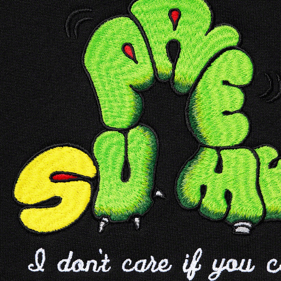 Supreme Don't Care Hooded Sweatshirt (SS21) - Black - $158