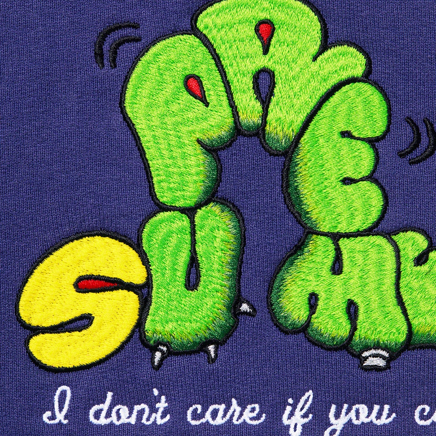 Supreme Don't Care Hooded Sweatshirt (SS21) - Washed Navy - $158