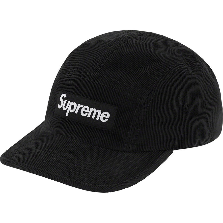 Supreme Fine Wale Corduroy Camp Cap (SS21) - Black - $56