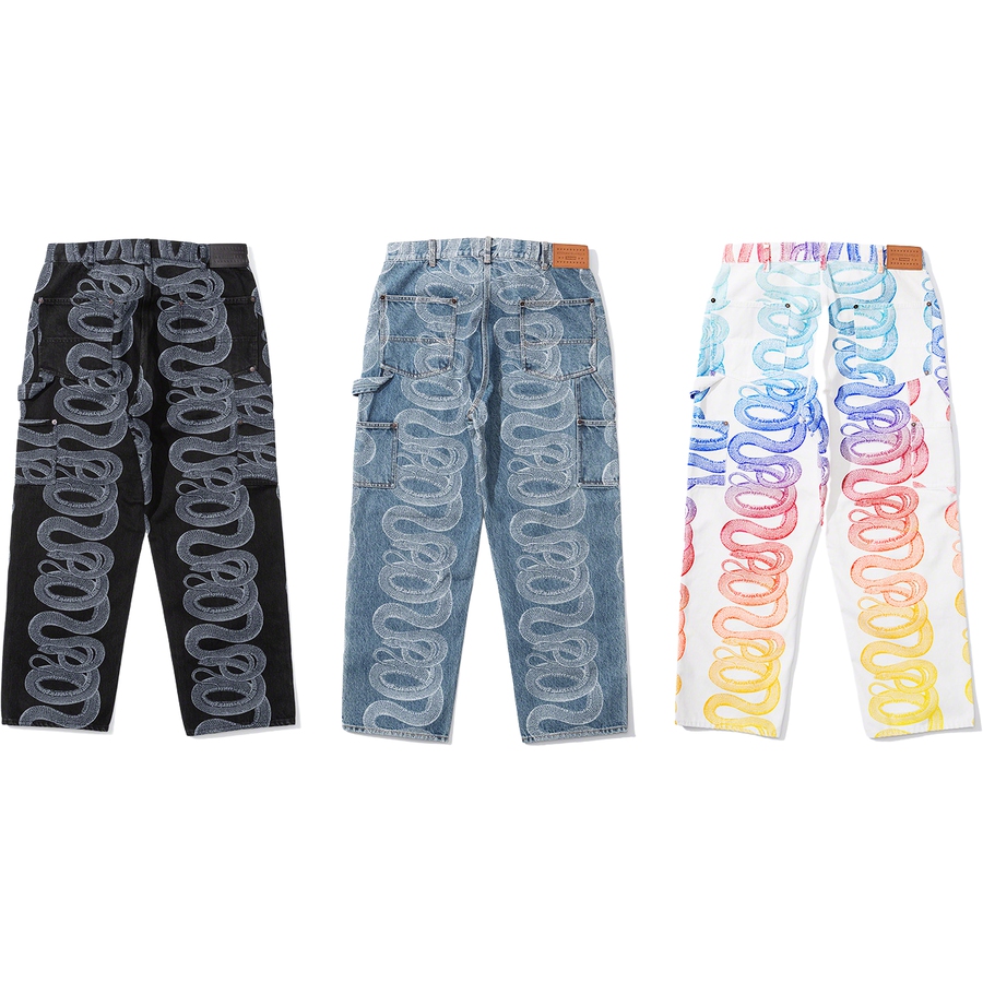 Supreme Supreme HYSTERIC GLAMOUR Snake Double Knee Denim Painter Pant (SS21) - $188