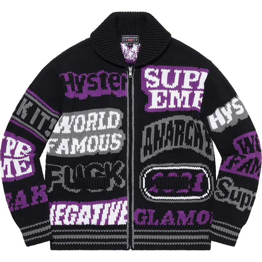 Supreme Supreme HYSTERIC GLAMOUR Logos Zip Up Sweater (SS21) - Black - $368
