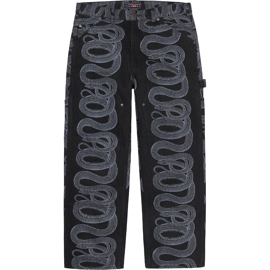 Supreme Supreme HYSTERIC GLAMOUR Snake Double Knee Denim Painter Pant (SS21) - Black - $188