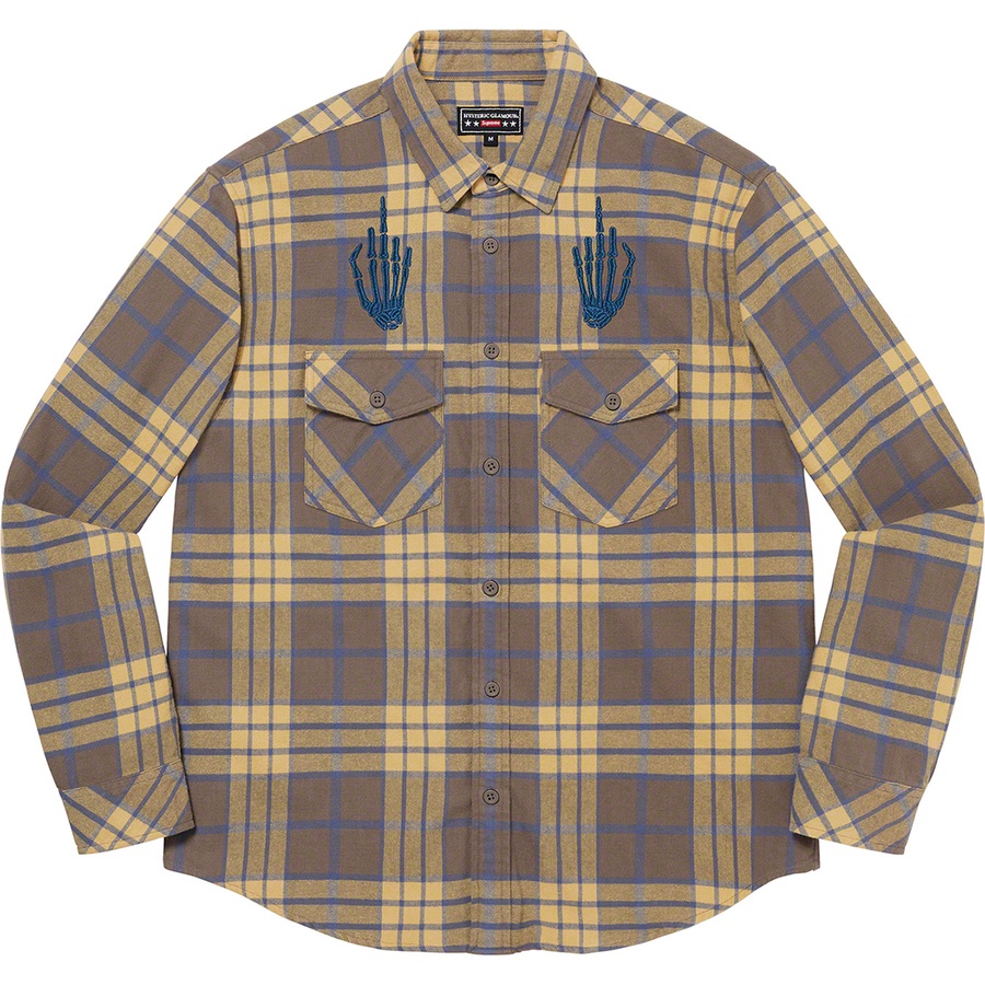 Supreme Supreme HYSTERIC GLAMOUR Plaid Flannel Shirt (SS21) - Brown - $158