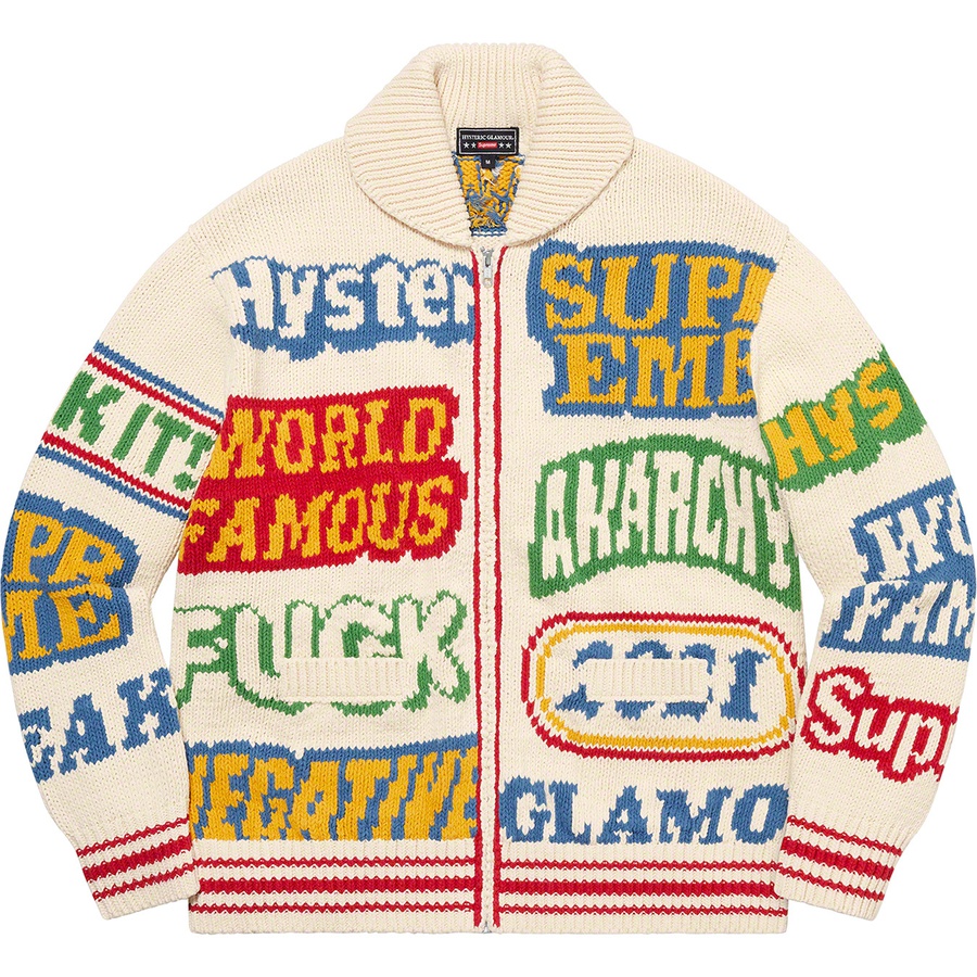Supreme Supreme HYSTERIC GLAMOUR Logos Zip Up Sweater (SS21) - Natural - $368