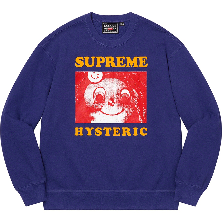 Supreme Supreme HYSTERIC GLAMOUR Crewneck (SS21) - Dark Royal - $158