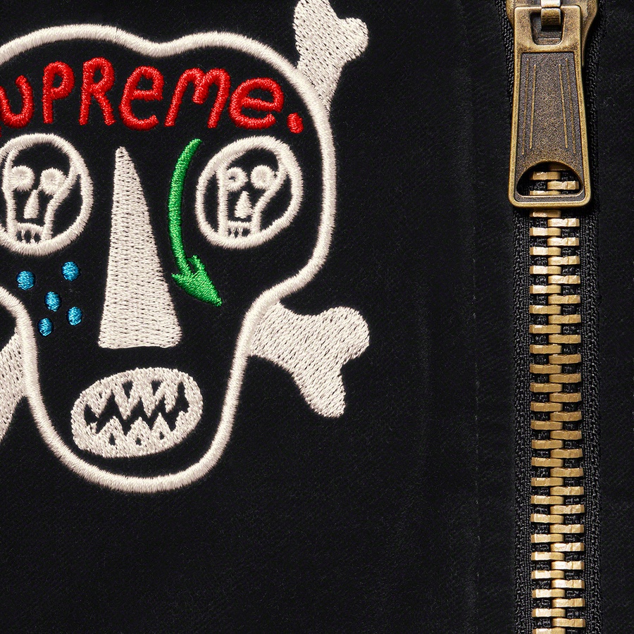 Supreme Clayton Patterson Supreme Skulls Embroidered Velvet MA-1 (SS21) - Black - $398