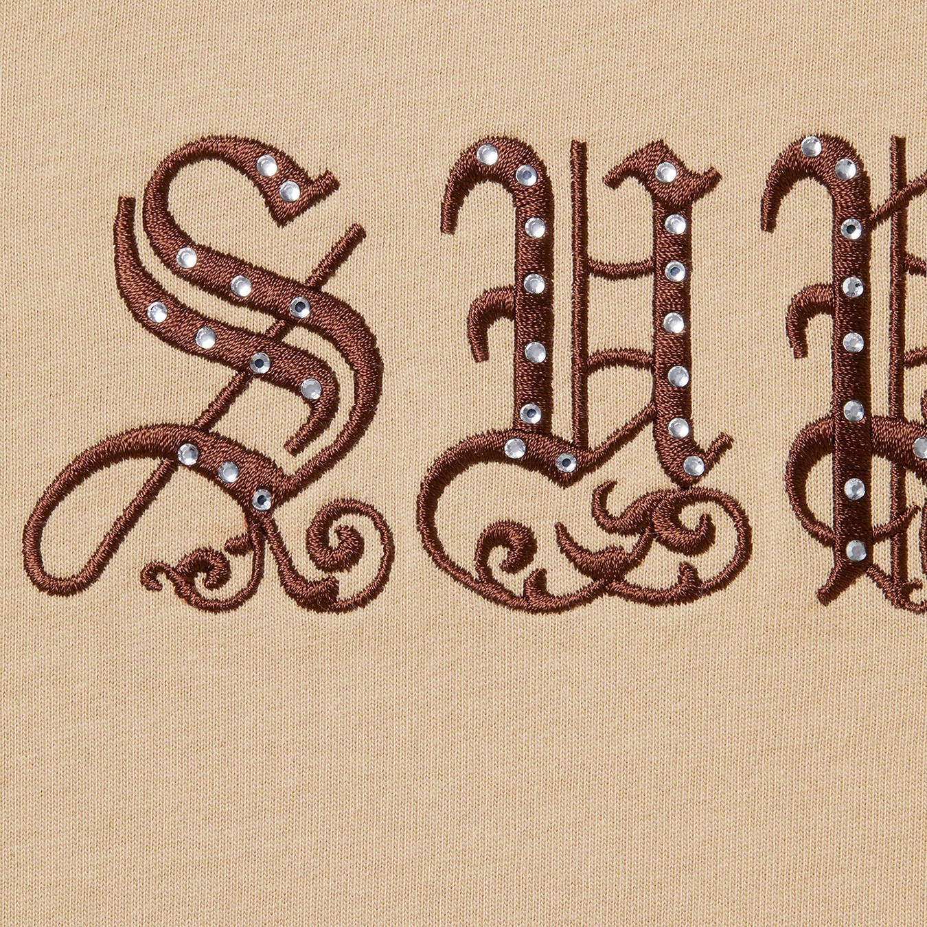 Supreme Old English Rhinestone S S Top (SS21) - Tan - $78