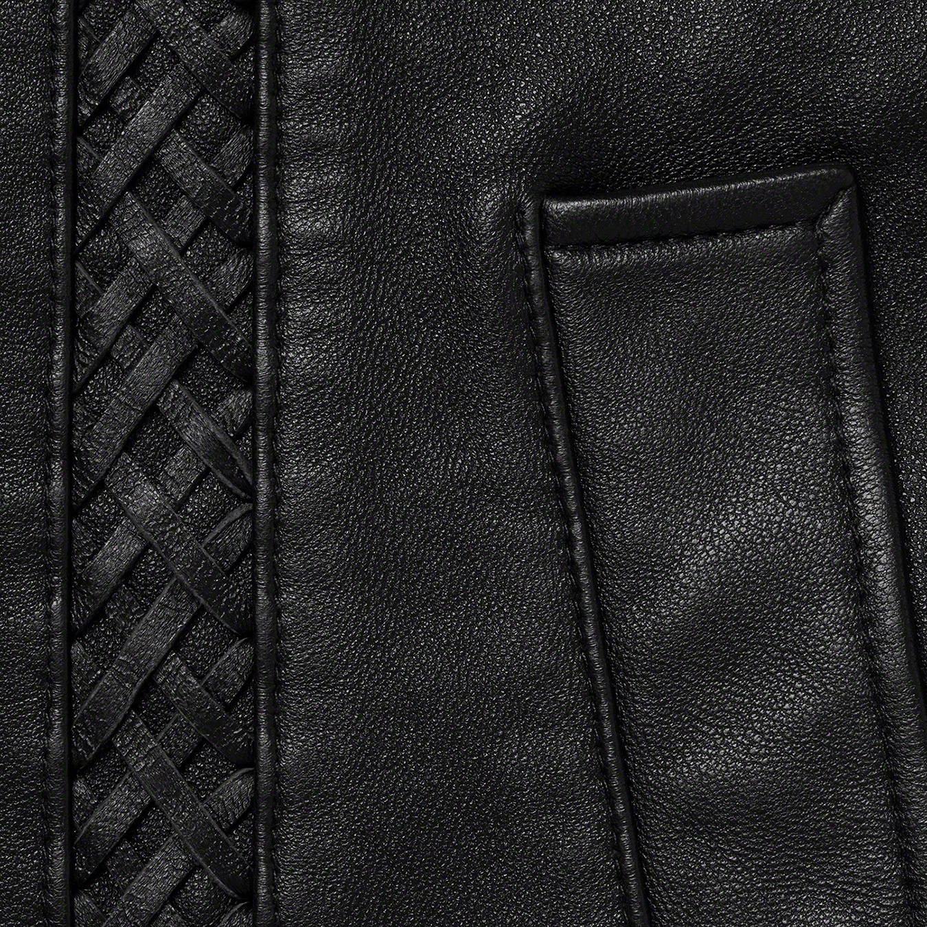 Supreme Braided Leather Overcoat (SS21) - Black - $598
