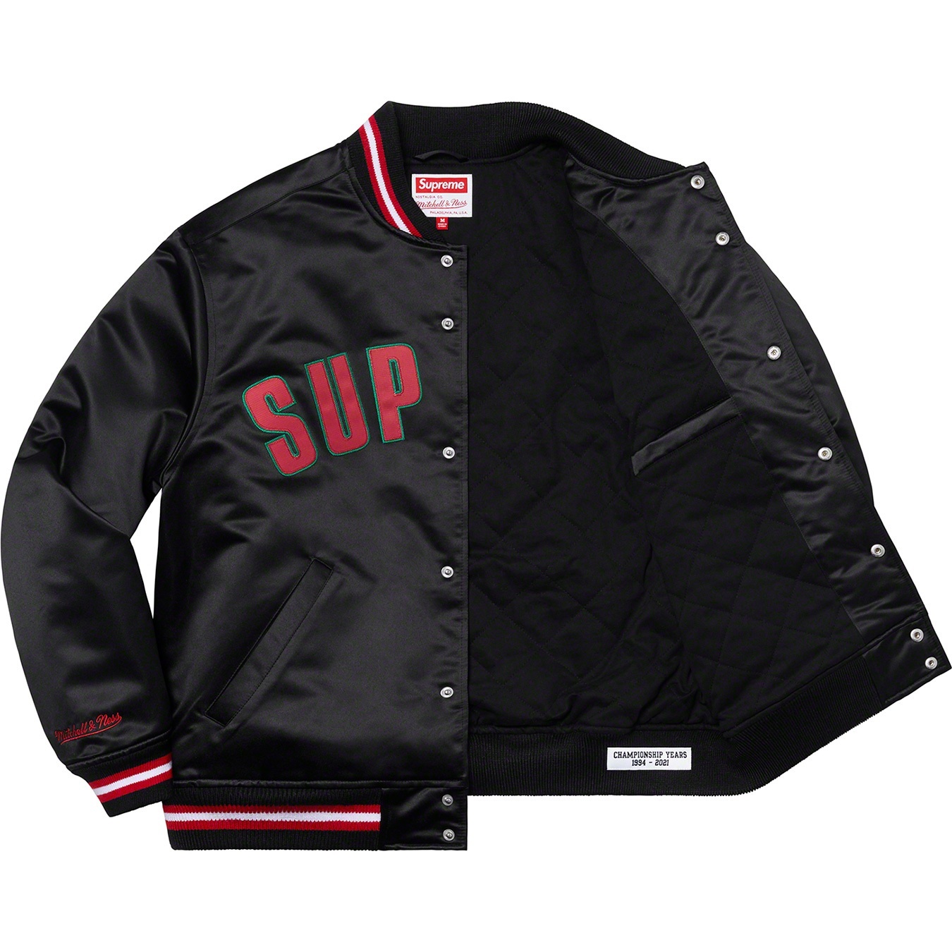 Supreme Supreme Mitchell & Ness Satin Varsity Jacket (SS21) - Black - $248