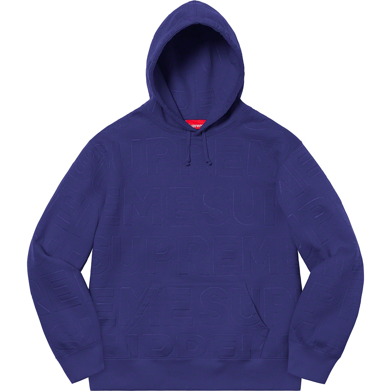 Supreme Embossed Logos Hooded Sweatshirt (SS21) - Washed Navy - $158