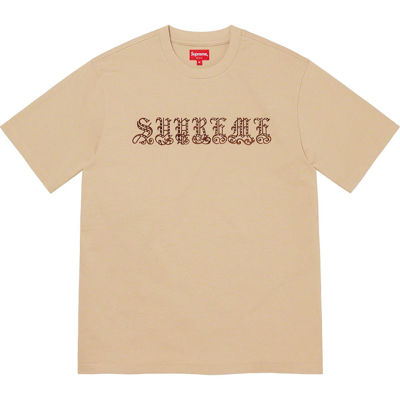 Supreme Old English Rhinestone S S Top (SS21) - Tan - $78