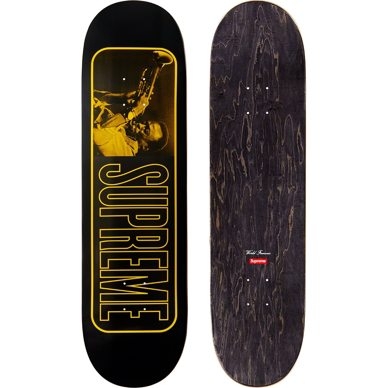 Supreme Miles Davis Skateboard (SS21) - Black - 8.5" x 32.25" - $60