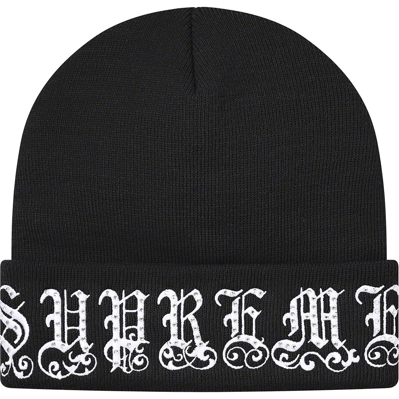 Supreme Old English Rhinestone Beanie (SS21) - Black - $78