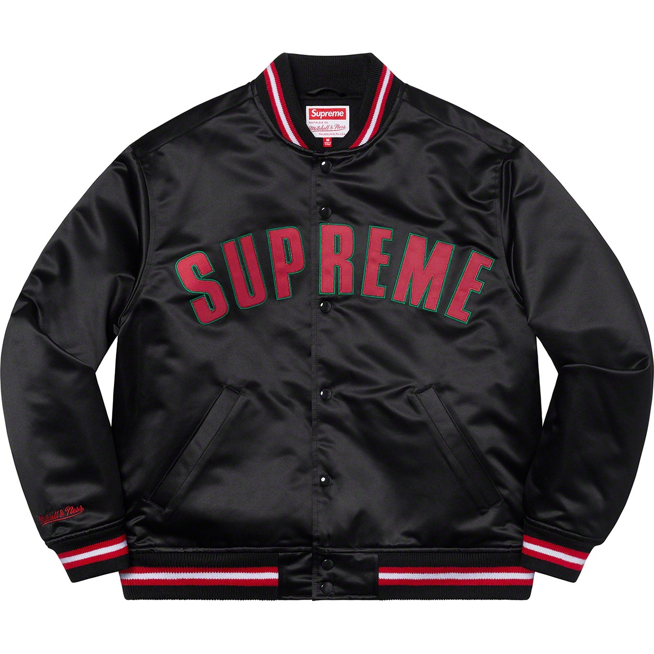Supreme Supreme Mitchell & Ness Satin Varsity Jacket (SS21) - Black - $248