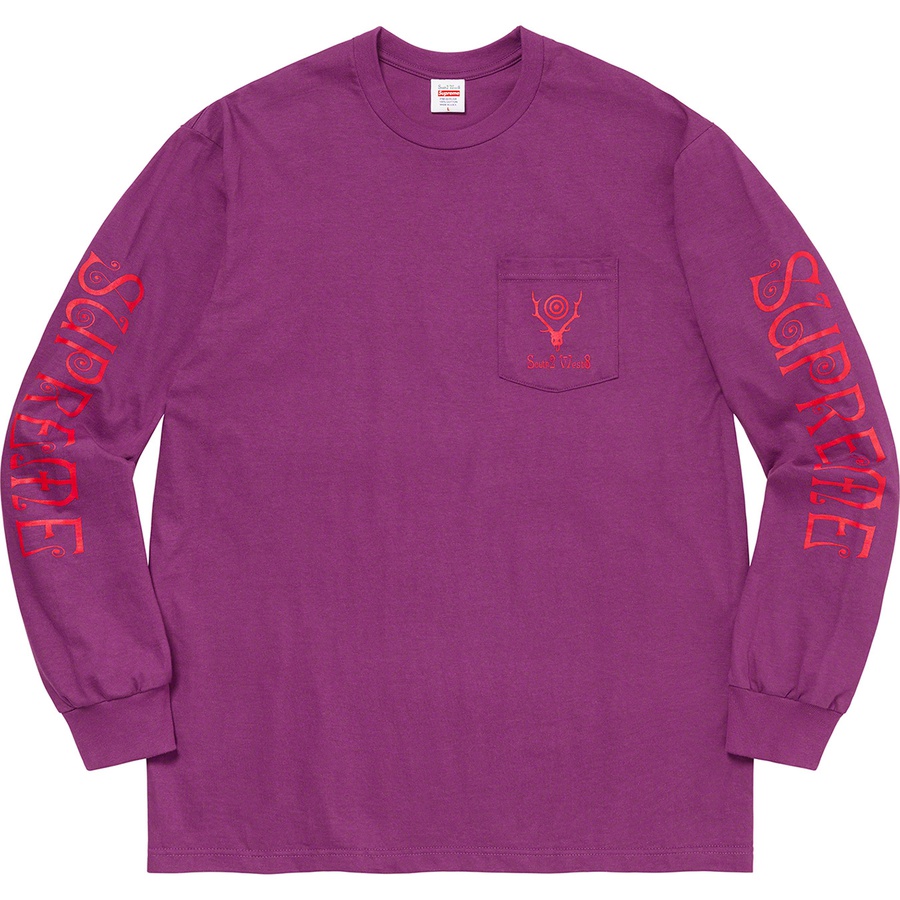 Supreme Supreme SOUTH2 WEST8 L S Pocket Tee (SS21) - Purple - $60