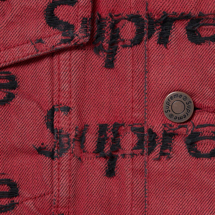 Supreme Frayed Logos Denim Trucker Jacket (SS21) - Red - $238