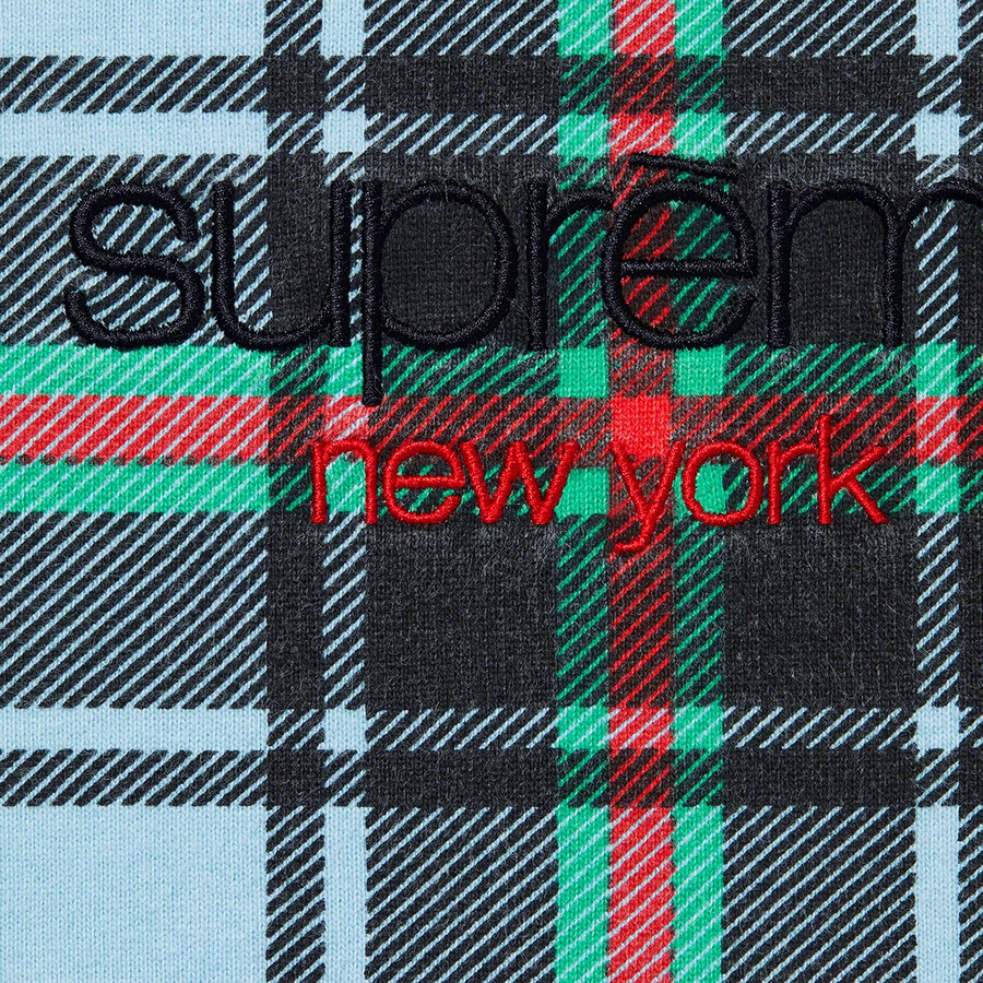 Supreme Plaid Crewneck (SS21) - Light Blue - $148