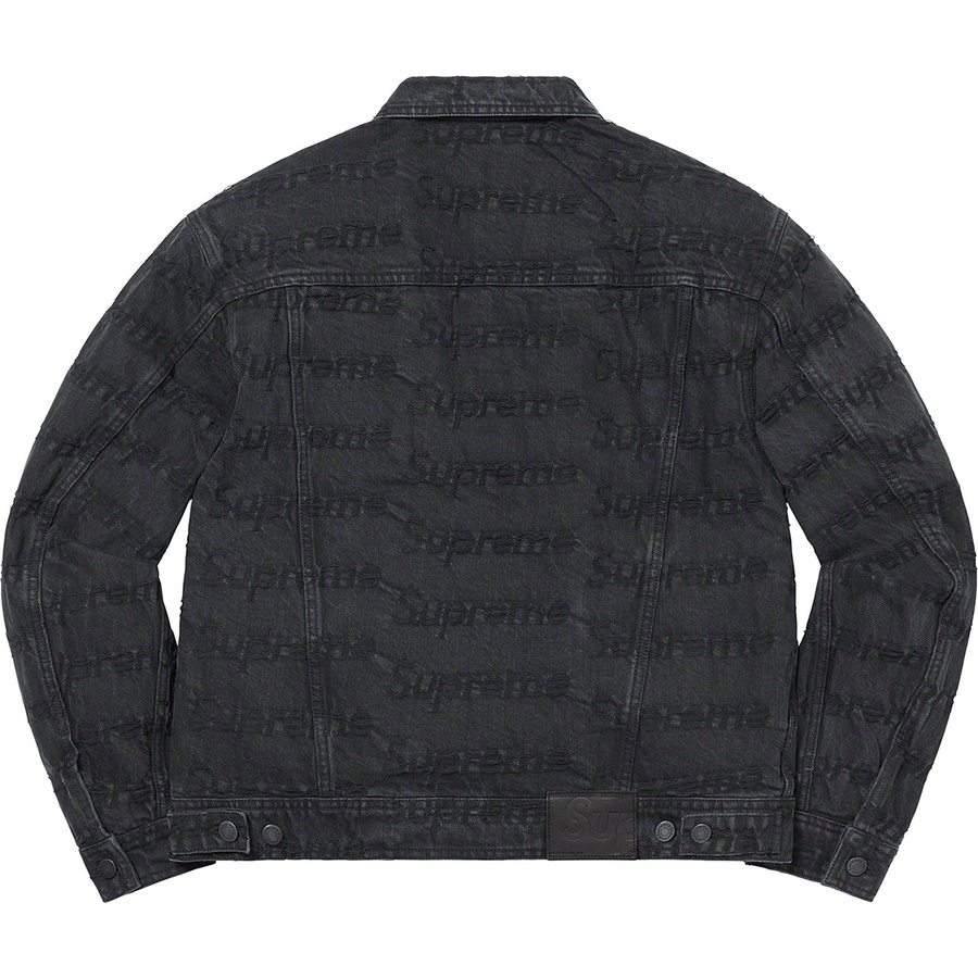 Supreme Frayed Logos Denim Trucker Jacket (SS21) - Black - $238