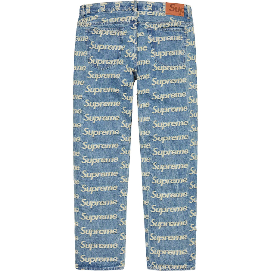 Supreme Frayed Logos Regular Jean (SS21) - Blue - $188