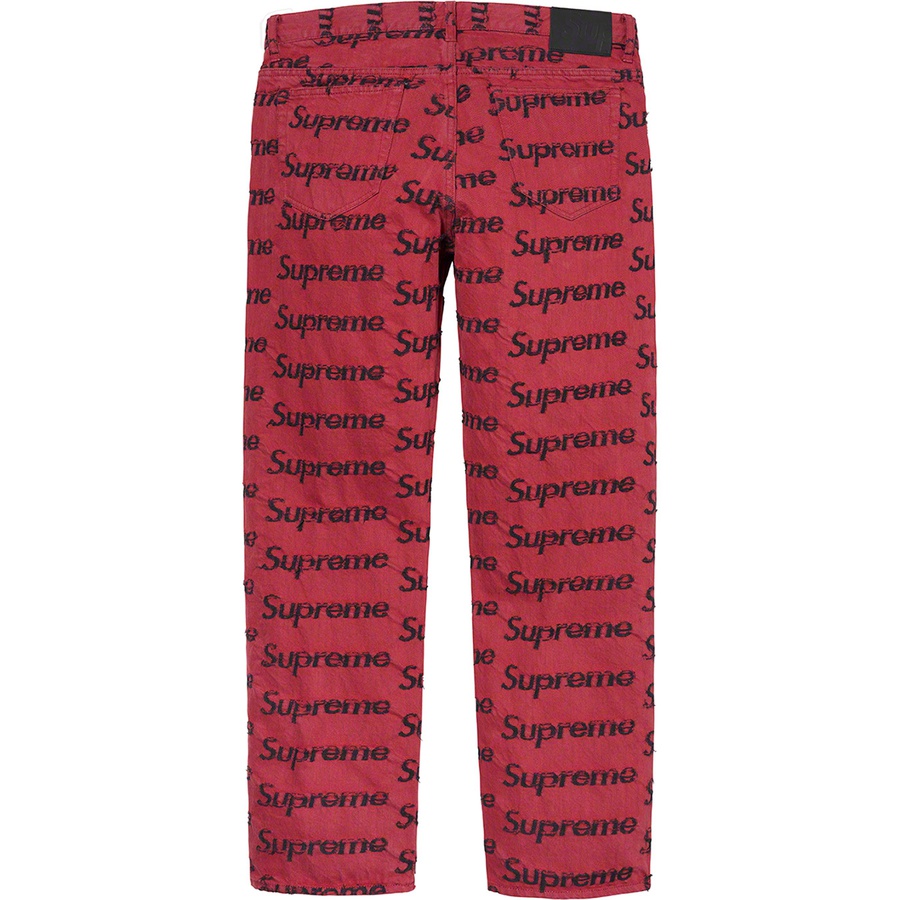 Supreme Frayed Logos Regular Jean (SS21) - Red - $188