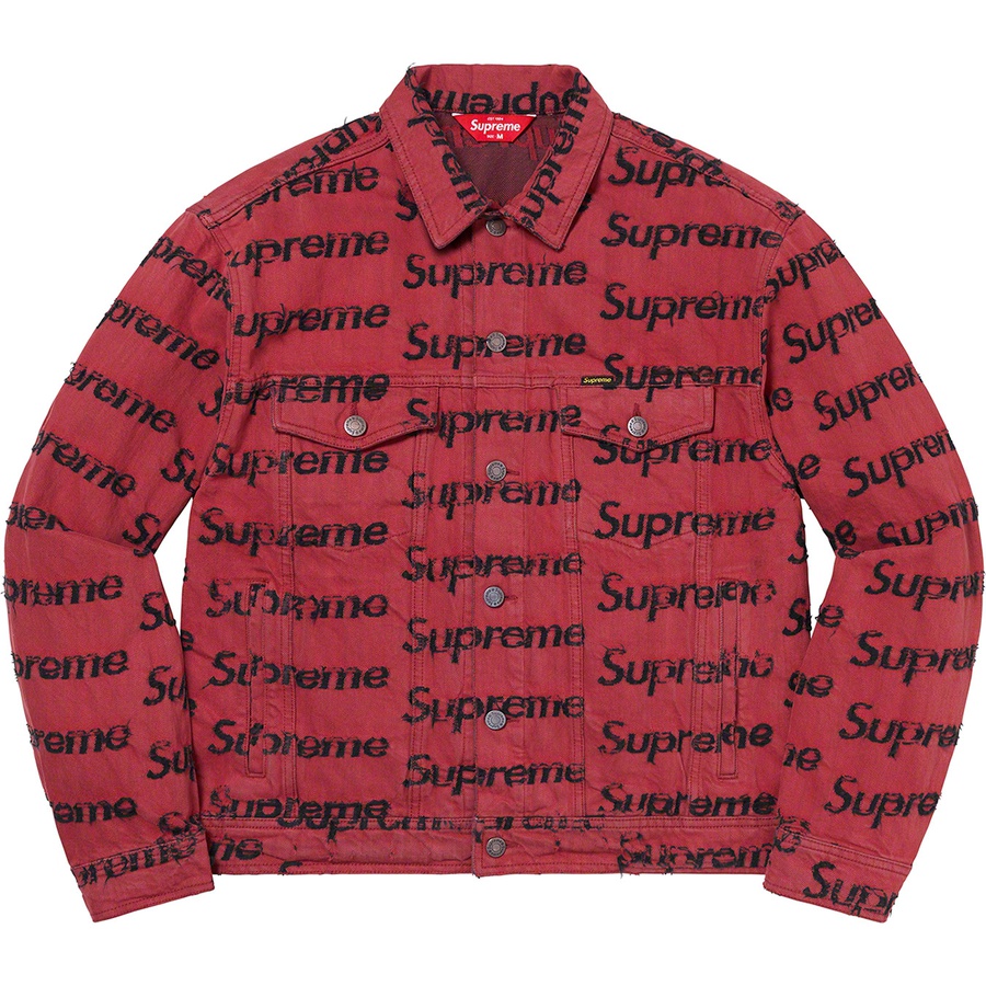 Supreme Frayed Logos Denim Trucker Jacket (SS21) - Red - $238