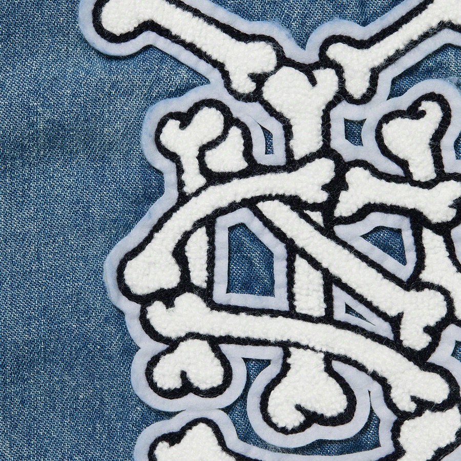 Supreme Patches Denim Baseball Jersey (SS21) - Denim - $198