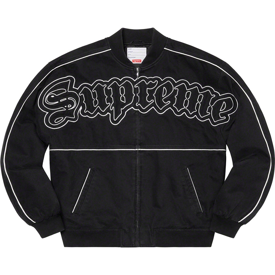 Supreme Twill Old English Varsity Jacket (SS21) - Black - $218