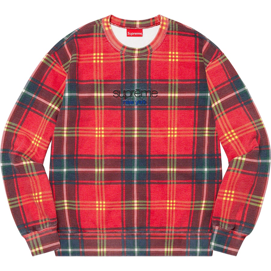 Supreme Plaid Crewneck (SS21) - Red - $148