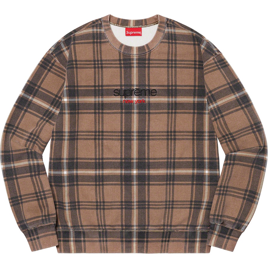 Supreme Plaid Crewneck (SS21) - Brown - $148