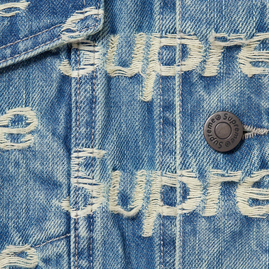 Supreme Frayed Logos Denim Trucker Jacket (SS21) - Blue - $238