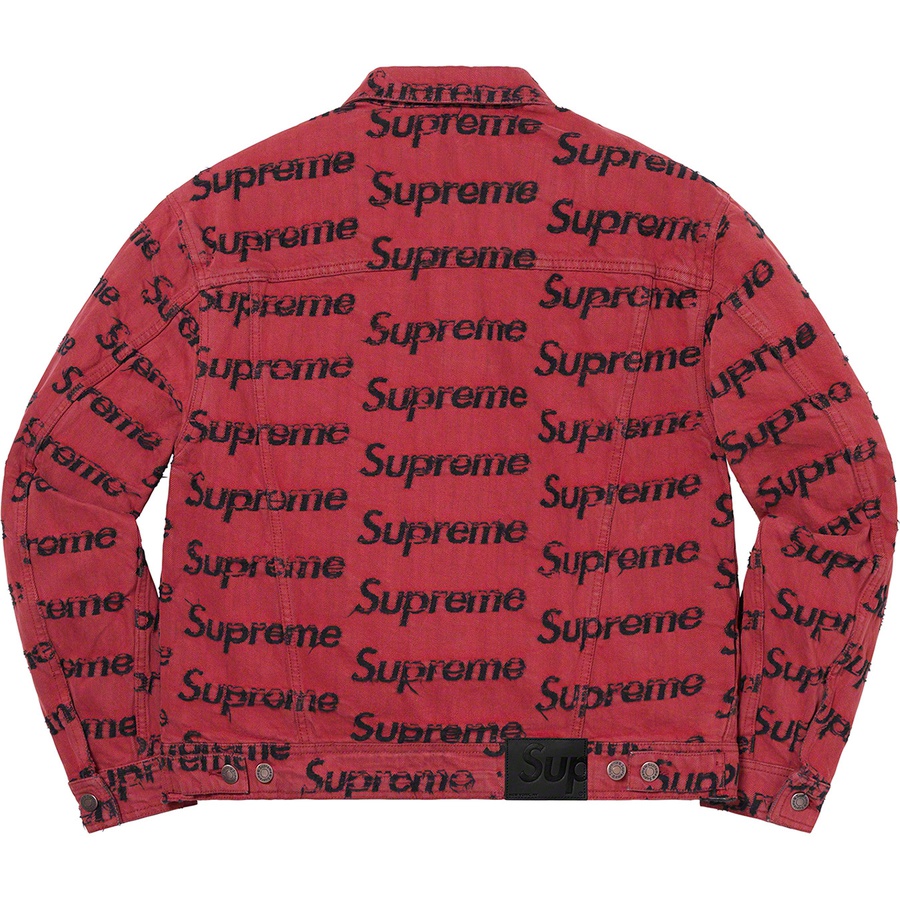 Supreme Frayed Logos Denim Trucker Jacket (SS21) - Red - $238