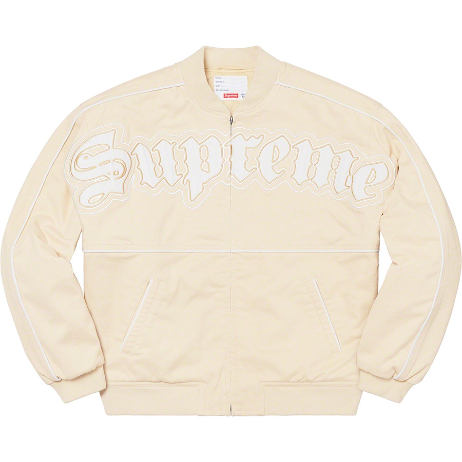 Supreme Twill Old English Varsity Jacket (SS21) - Tan - $218