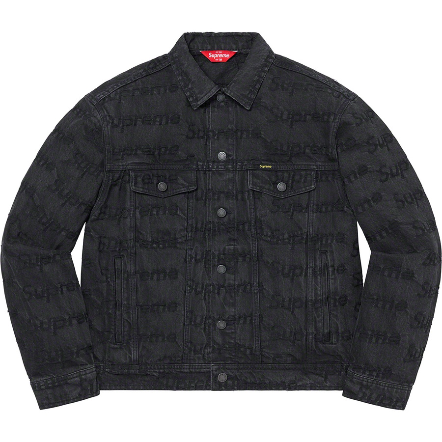 Supreme Frayed Logos Denim Trucker Jacket (SS21) - Black - $238