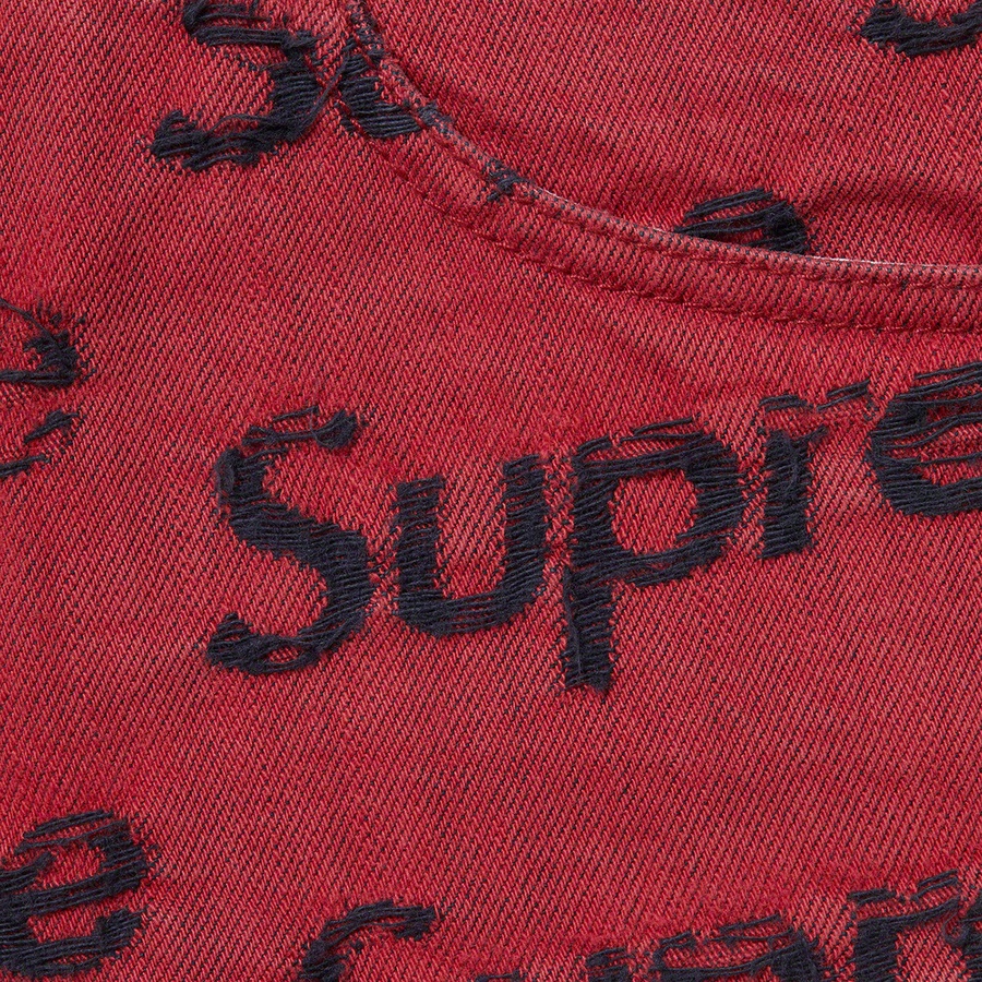 Supreme Frayed Logos Regular Jean (SS21) - Red - $188