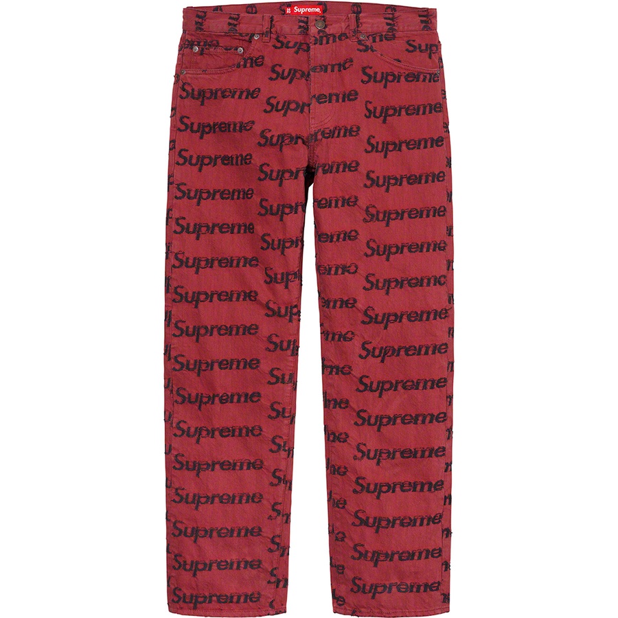Supreme Frayed Logos Regular Jean (SS21) - Red - $188