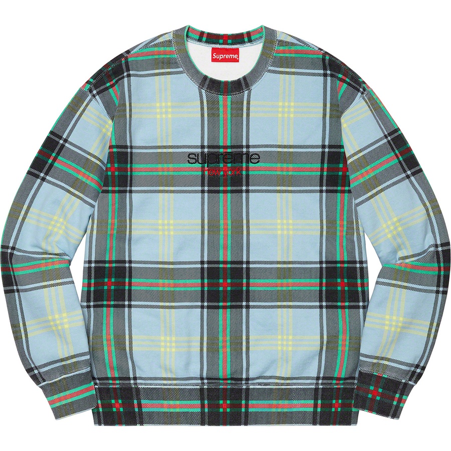 Supreme Plaid Crewneck (SS21) - Light Blue - $148