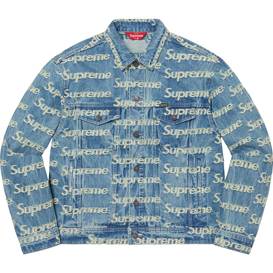Supreme Frayed Logos Denim Trucker Jacket (SS21) - Blue - $238