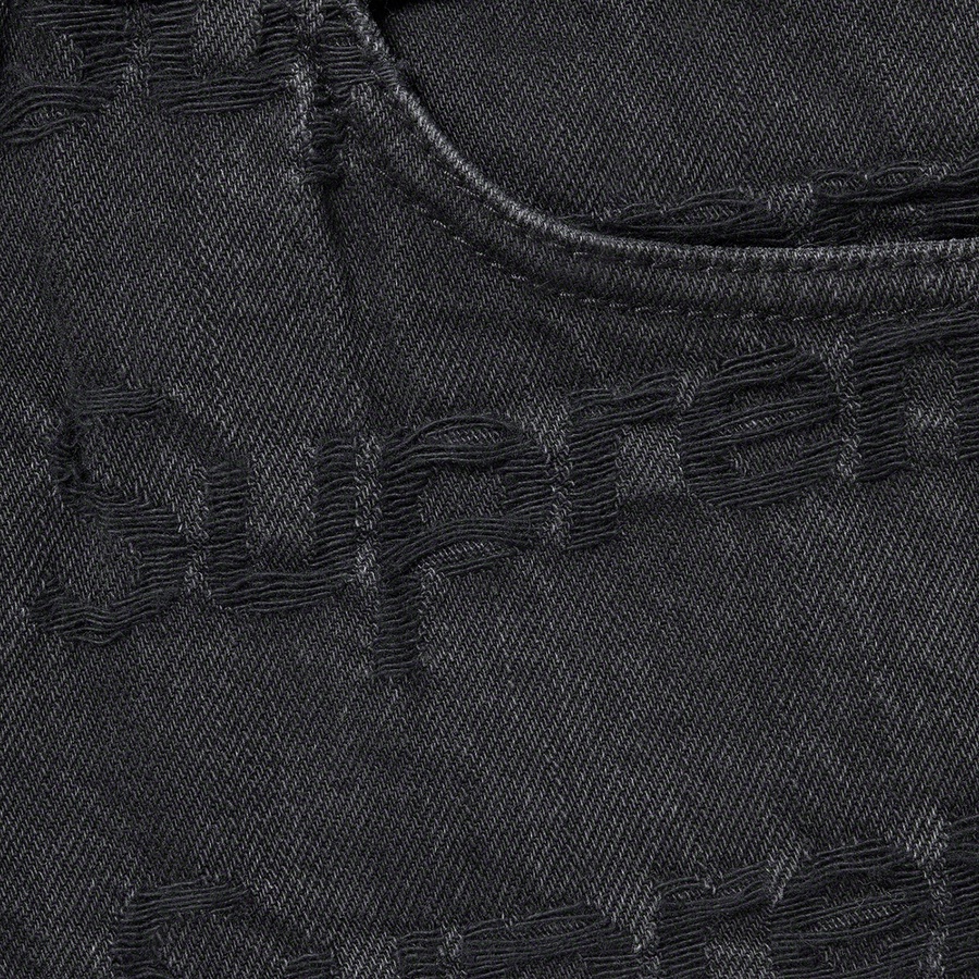 Supreme Frayed Logos Regular Jean (SS21) - Black - $188